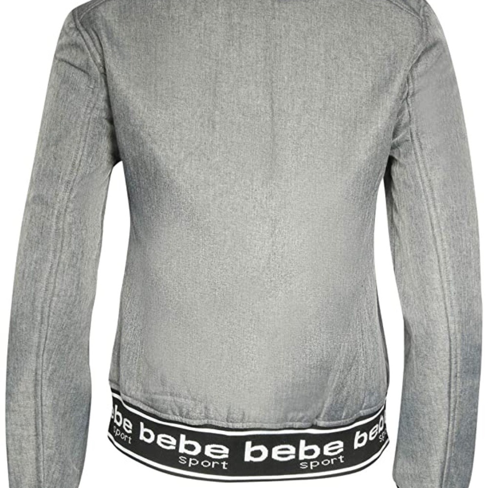 Bebe Gray Sport Fleece Lined Bomber Jacket in medi - Picture 2 of 8